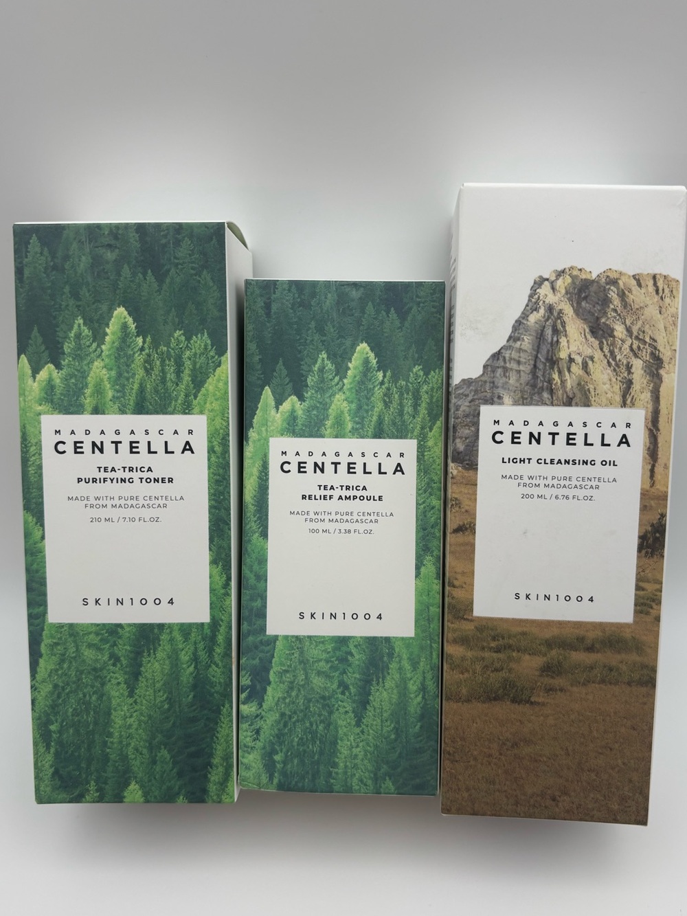 Skin1004 Madagascar Centella Skincare Set Tea-trica Ampoule Toner Cleansing Oil